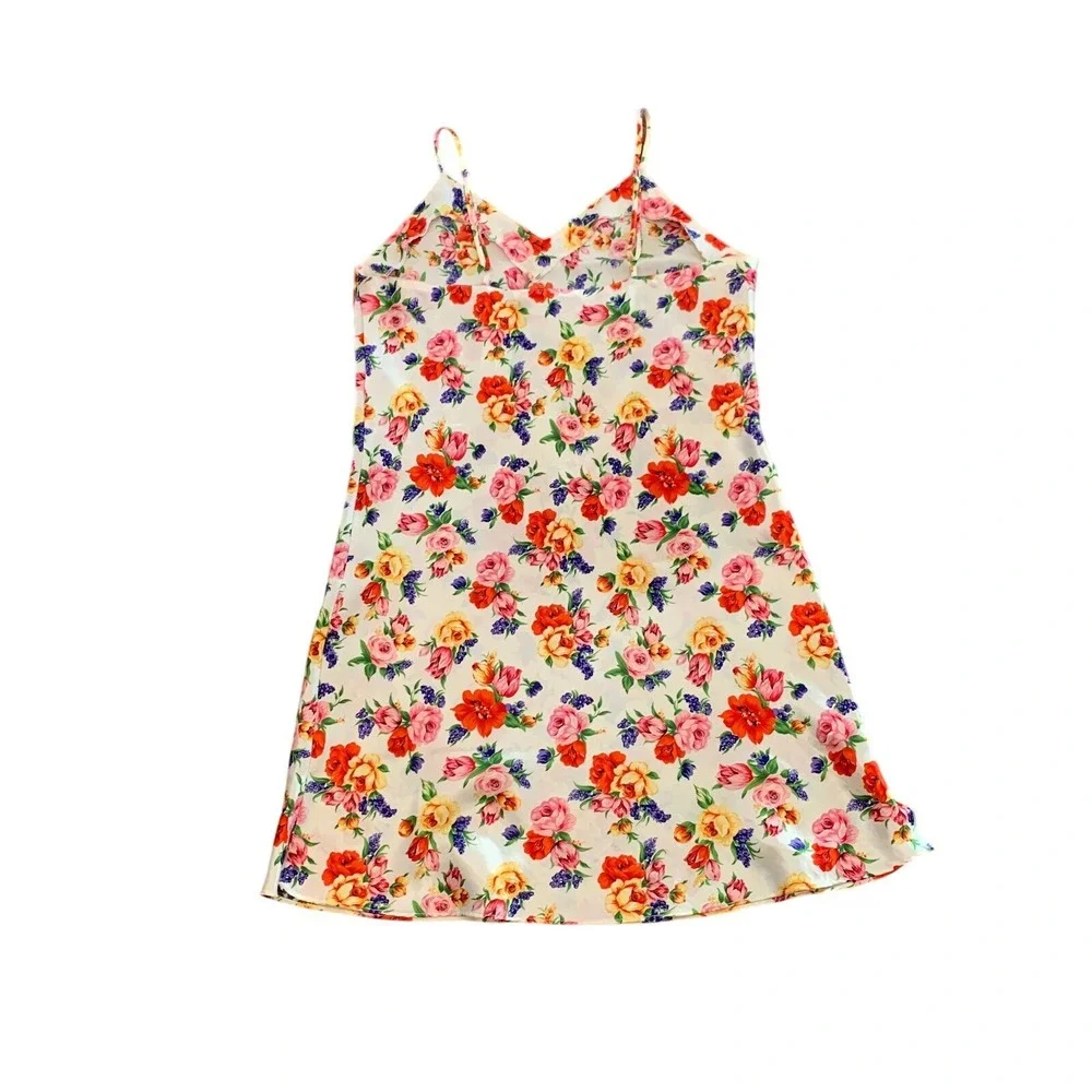Intimates by LCA Floral Slip Dress V Neck Sleeveless Lingerie Medium